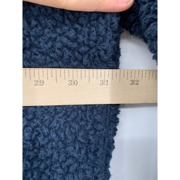 Natural Life Sweater Womens One Size Navy Blue Teddy Fleece Fringe Trim Boho - Picture 6 of 8
